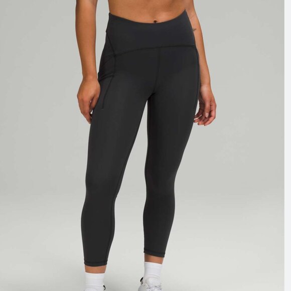 Lululemon Power Thru High Rise Crop Leggings 23" Black Size 12 - Picture 1 of 6